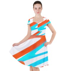 Abstract Colors Print Design Cap Sleeve Midi Dress