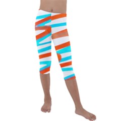 Abstract Colors Print Design Kids  Lightweight Velour Capri Leggings 