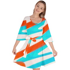 Abstract Colors Print Design Velour Kimono Dress