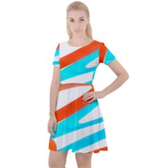 Abstract Colors Print Design Cap Sleeve Velour Dress 