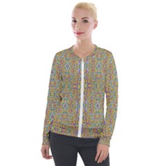 Pearls As Candy And Flowers Velour Zip Up Jacket by pepitasart