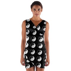 Yin Yang Pattern Wrap Front Bodycon Dress by Valentinaart