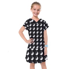 Yin Yang Pattern Kids  Drop Waist Dress by Valentinaart