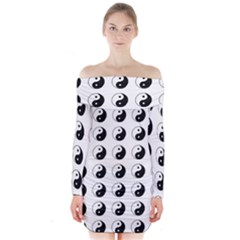 Yin Yang Pattern Long Sleeve Off Shoulder Dress