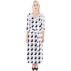 Yin Yang Pattern Quarter Sleeve Wrap Maxi Dress by Valentinaart