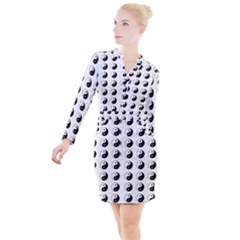 Yin Yang Pattern Button Long Sleeve Dress by Valentinaart