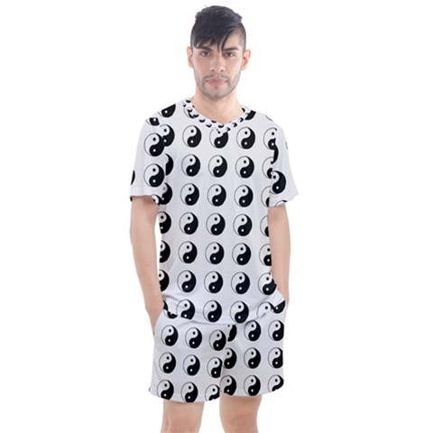 Yin Yang Pattern Men s Mesh Tee And Shorts Set by Valentinaart