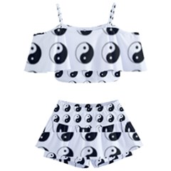 Yin Yang Pattern Kids  Off Shoulder Skirt Bikini by Valentinaart