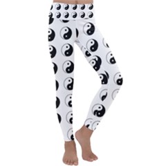 Yin Yang Pattern Kids  Lightweight Velour Classic Yoga Leggings by Valentinaart