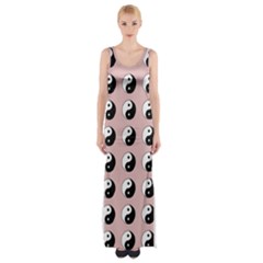 Yin Yang Pattern Maxi Thigh Split Dress