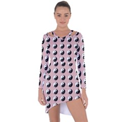 Yin Yang Pattern Asymmetric Cut-out Shift Dress