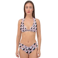 Yin Yang Pattern Double Strap Halter Bikini Set