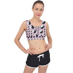 Yin Yang Pattern V-back Sports Bra by Valentinaart