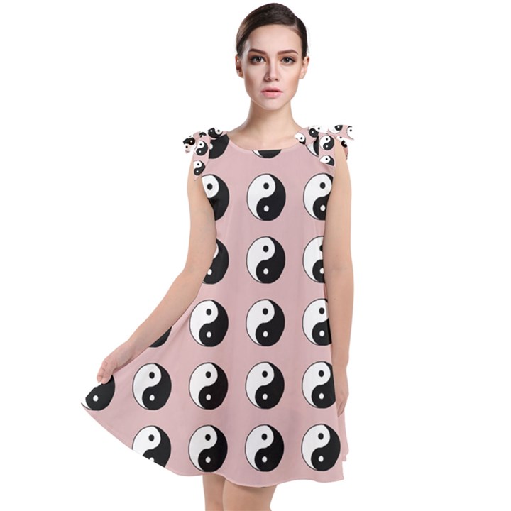 Yin Yang Pattern Tie Up Tunic Dress