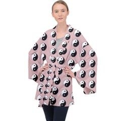 Yin Yang Pattern Velvet Kimono Robe by Valentinaart