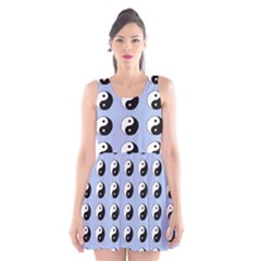 Yin Yang Pattern Scoop Neck Skater Dress