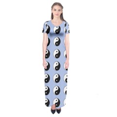 Yin Yang Pattern Short Sleeve Maxi Dress