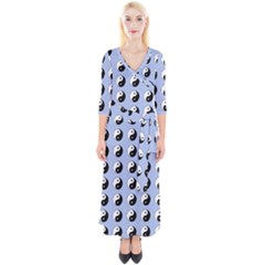 Yin Yang Pattern Quarter Sleeve Wrap Maxi Dress