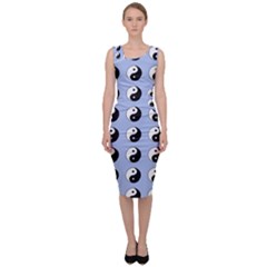 Yin Yang Pattern Sleeveless Pencil Dress