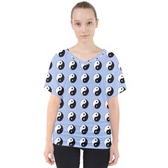 Yin Yang Pattern V-neck Dolman Drape Top by Valentinaart