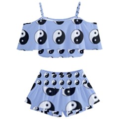 Yin Yang Pattern Kids  Off Shoulder Skirt Bikini by Valentinaart