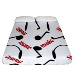 Music Letters Word Headphones Note Fitted Sheet (california King Size)