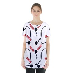 Music Letters Word Headphones Note Skirt Hem Sports Top