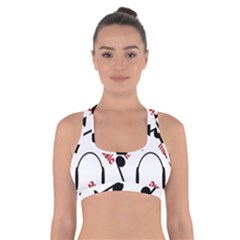 Music Letters Word Headphones Note Cross Back Sports Bra