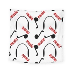 Music Letters Word Headphones Note Square Tapestry (small) by HermanTelo