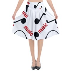 Music Letters Word Headphones Note Flared Midi Skirt by HermanTelo