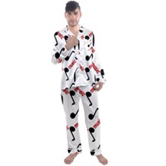 Music Letters Word Headphones Note Men s Satin Pajamas Long Pants Set by HermanTelo