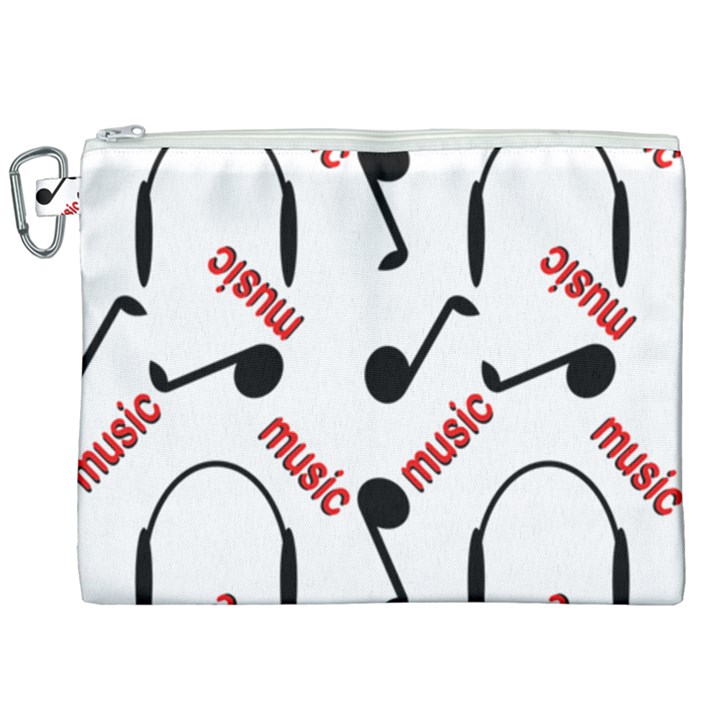 Music Letters Word Headphones Note Canvas Cosmetic Bag (XXL)