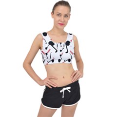 Music Letters Word Headphones Note V-back Sports Bra by HermanTelo