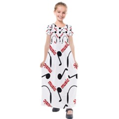 Music Letters Word Headphones Note Kids  Short Sleeve Maxi Dress by HermanTelo