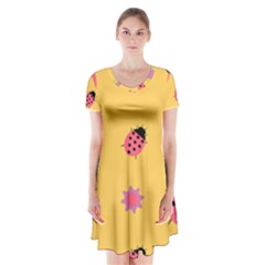 Ledy Bird Short Sleeve V-neck Flare Dress