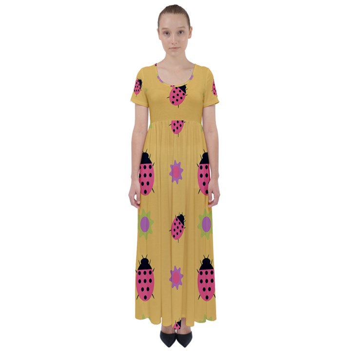 Ledy Bird High Waist Short Sleeve Maxi Dress