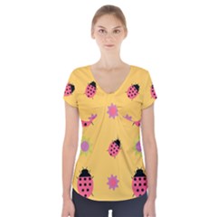 Ledy Bird Short Sleeve Front Detail Top