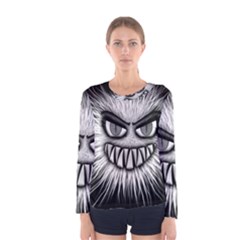 Monster Black White Eyes Women s Long Sleeve Tee