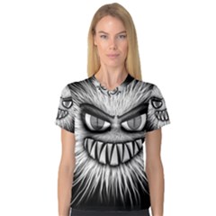 Monster Black White Eyes V-neck Sport Mesh Tee