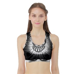 Monster Black White Eyes Sports Bra With Border by HermanTelo