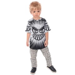 Monster Black White Eyes Kids  Raglan Tee