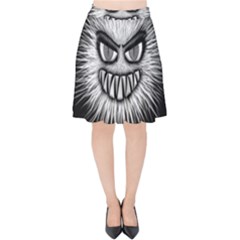 Monster Black White Eyes Velvet High Waist Skirt by HermanTelo