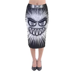 Monster Black White Eyes Velvet Midi Pencil Skirt by HermanTelo