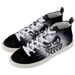 Monster Black White Eyes Men s Mid-top Canvas Sneakers by HermanTelo