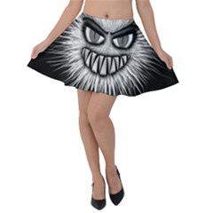 Monster Black White Eyes Velvet Skater Skirt by HermanTelo