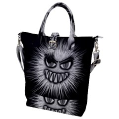 Monster Black White Eyes Buckle Top Tote Bag by HermanTelo