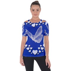 Heart Love Butterfly Mother S Day Shoulder Cut Out Short Sleeve Top