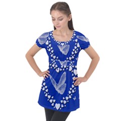 Heart Love Butterfly Mother S Day Puff Sleeve Tunic Top