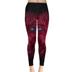 Monster Red Eyes Aggressive Fangs Ghost Leggings  by HermanTelo