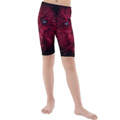 Monster Red Eyes Aggressive Fangs Ghost Kids  Mid Length Swim Shorts